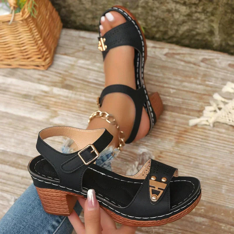 Sivente Women's Block Heel Sandals | Comfortable & Adjustable Fit