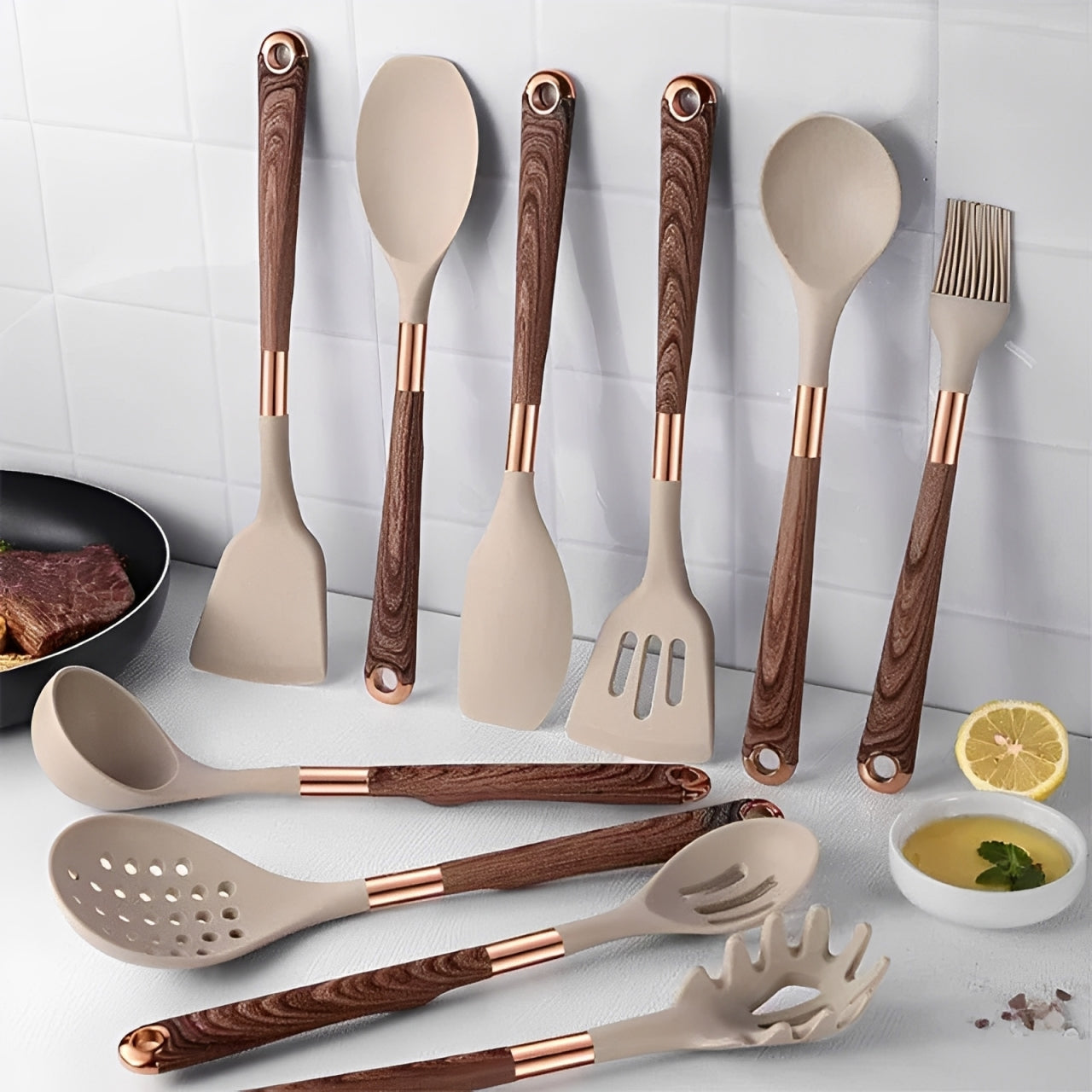 Modern Kitchen Utensil Set - Heat-Resistant Silicone Cooking Utensils for Daily Use